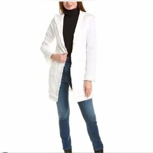 Laundry Shelli Segal White Tweed Fringe‎ Hooded Cardigan Jacket Women's XL